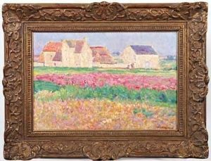 Paysage Aux Champs Fleuris" by David O. Widhopff