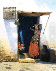 Woman from Cairo at Her Door by Jean-Leon Gerome