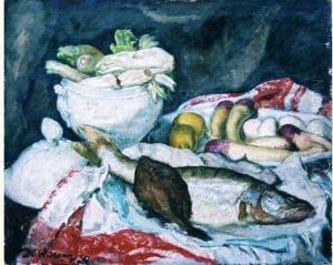 Nature Morte Aux Legumes Et Aux Poissons by David O. Widhopff