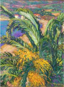 Mediterranean Coastline With Palm Trees by David O. Widhopff