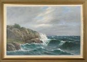 Kustlandskap, Signerad L. Wiedh by Leonard Wiedh