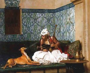Une Plaisanterie (A Joke) (or Arnaut blowing Smoke at the Nose of his Dog) by Jean-Leon Gerome