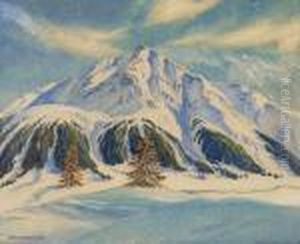 Verschneite Bundner Berglandschaft by Hans Beat Wieland