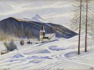 Kirche In Winterlicher Berglandschaft by Hans Beat Wieland