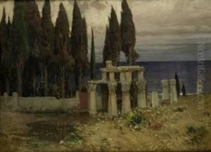 Tempelruine Mit Arkadenlandschaft Am Meer by Manuel Wielandt