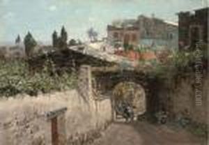 A Man With His Donkey Leaving A Southern Italian Town by Manuel Wielandt