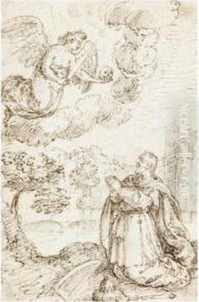 King David Repentant Before The Angel (2 Sam. 24:11-16) - view 1