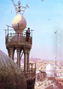 Un Muezzin Appelant du Haut du Minaret les Fidèles à la Prière (A Muezzin Calling from the Top of a Minaret the Faithful to Prayer) by Jean-Leon Gerome