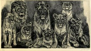 Lions (lovid) by Eduard Wiiralt