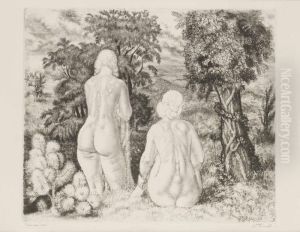 Nudes In Landscape (aktid Maastiku Taustal) by Eduard Wiiralt