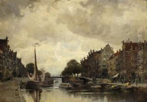 Korte Prinsengracht With The Eenhoorn Lock And The Westerdokbeyond, Amsterdam