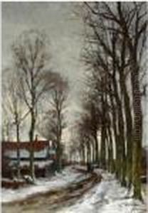 Figures On A Country Lane In Winter