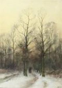 Strolling On A Snow-covered Path