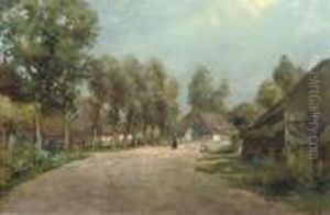 A Sunny Day In The Village by Jan Hillebrand Wijsmuller
