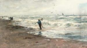 Shell Fishers On The Beach by Jan Hillebrand Wijsmuller
