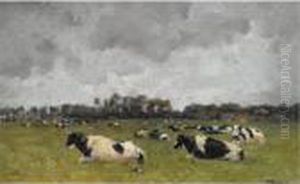 Cows At Pasture by Jan Hillebrand Wijsmuller