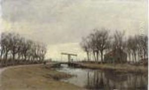 A Drawbridge Over A Stream Near Ouderkerk