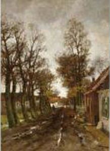 Peasant Woman In A Forest Lane by Jan Hillebrand Wijsmuller