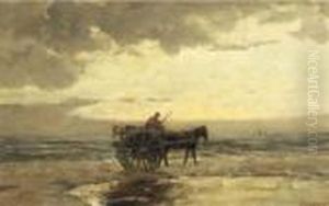 Gathering Shells At Dusk by Jan Hillebrand Wijsmuller