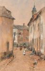 Villagers In A Street by Jan Hillebrand Wijsmuller