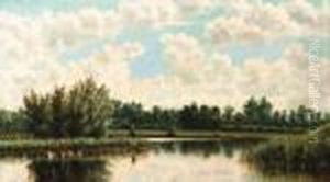 A River Landscape by Jan Hillebrand Wijsmuller
