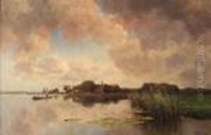 An Angler In A Polder Landscape by Jan Hillebrand Wijsmuller