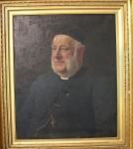 The Rev. Thomas Edward Powell
(1823-1901), Portrait, Waist Length, With Chain And Fob To Waistcoat;
And Companion Portrait Of His Wife, Emma Powell (nee Corrie) (1825-1919) by Frank Percy Wild
