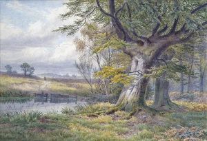 The Edge Of Thewood, A Summer Scene With Figures And Rabbit