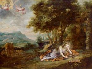 La Maddalena Penitente In Un Paesaggio Boschivo by Jan Wildens