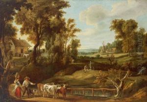 Paesaggio Boschivo Con Una Coppia Di Pastori Paesaggio Boschivo Con Una Coppia Di Pastori