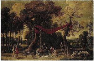 Elegant Figures Feasting In A Wooded Landscape Elegant Figures Feasting In A Wooded Landscape