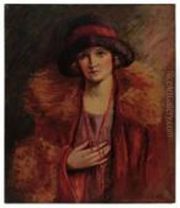 Portrait Of A Woman In A Red, Fur-lined Coat.