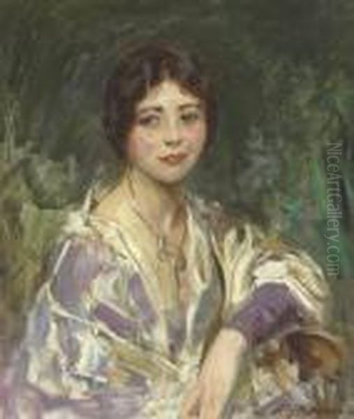 Woman In Purple And White - view 1