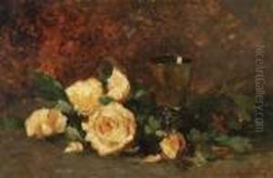 Still Life With Wine Gobletand Yellow Roses