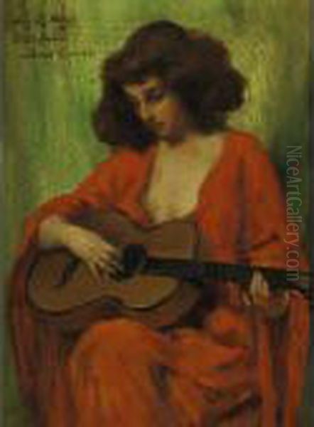 Lady In Red Playing A Guitar - view 1