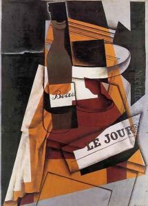 Bottle, Newspaper and Fruit Bowl by Juan Gris