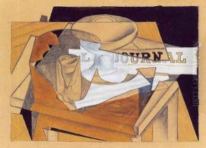 Bowl, Glass and Newspaper by Juan Gris