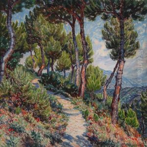 Landscape From Cagnes-sur-mer On A Summer's Day by Johannes Martin Fastings Wilhjelm
