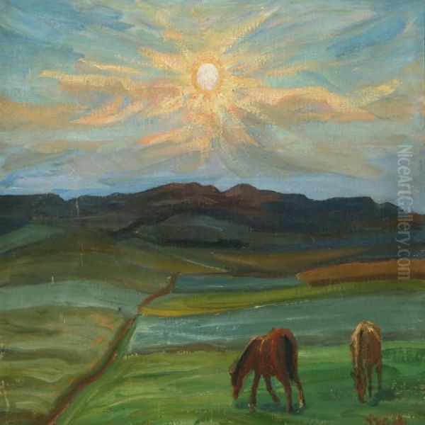 Scenery Withgrazing Horses - view 1