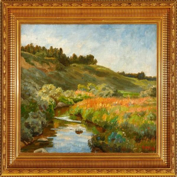 Danish Summer Landscape With A Stream - view 1
