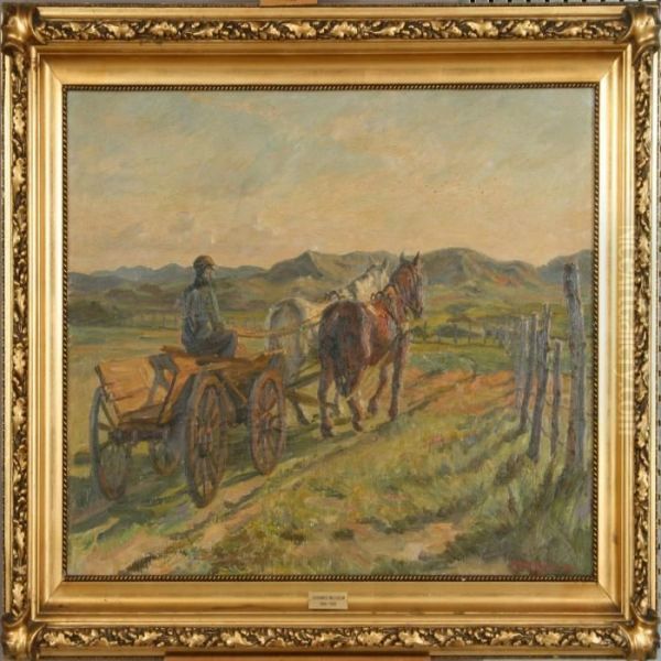 Johannes Wilhjelm: Man With Horses And A Carriage. Signed J. Wilhjelm 36 - view 1