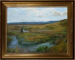A Peasant Is Cleaning Out The Stream by Johannes Martin Fastings Wilhjelm