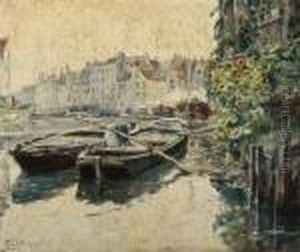 Bloemen Langs Een Kanaal Te Gent Bloemen Langs Een Kanaal Te Gent