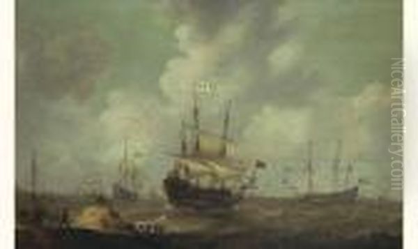 Marine Avec Trois Vaisseaux Hollandais - view 1