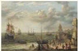 Navires Hollandais Pres D'une Cote Rocheuse by Abraham Willaerts