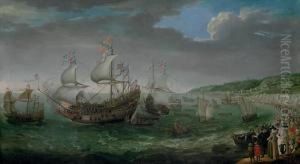 The Embarkation Of The Elector Palantine In The 'prince Royal' by Adam Willaerts