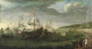The Embarkation Of The Elector Palatine In The 'prince Royal At Dover, 25 April 1613 by Adam Willaerts