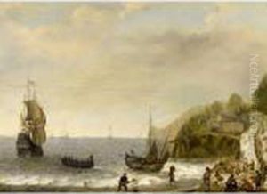 Seascape With Fisherfolk On A Beach by Isaac Willaerts