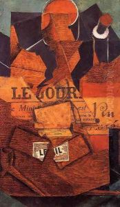Tobacco, Newspaper and Bottle of Wine by Juan Gris
