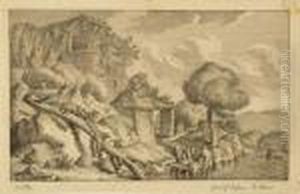 2 Bll.: Die Zwei Wascherinnen - Lesende. by Johann Georg Wille